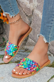 Fashionable Colorful Woven Beach Flat Sandals