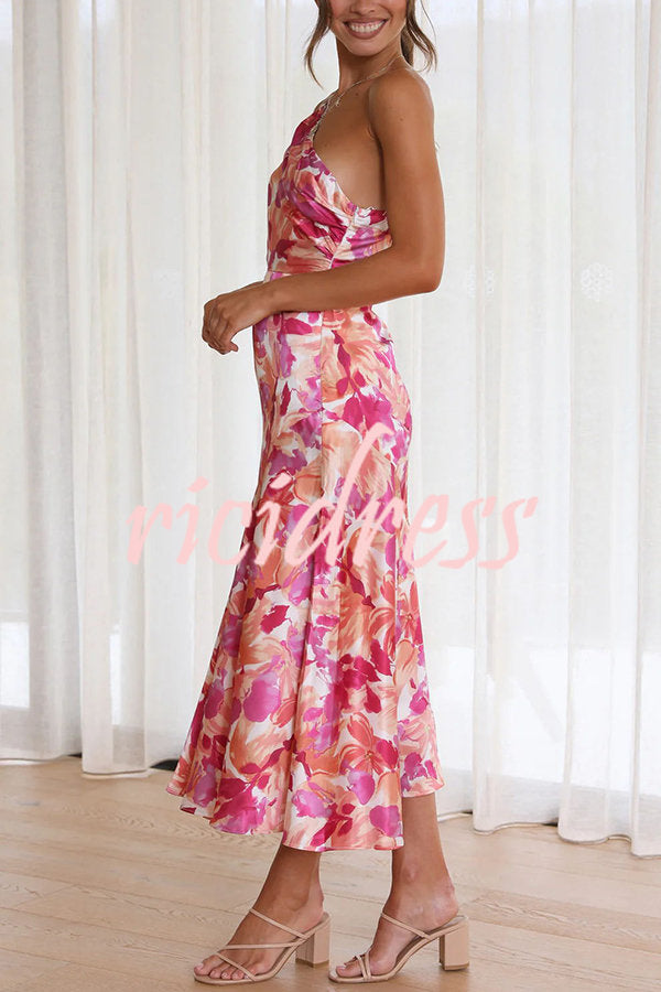 Buy Myself Flowers Floral One Shoulder Midi Dress