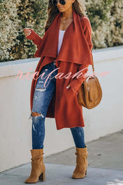 Fireside Pocketed Oversized Drape Neckline Knit Cardigan