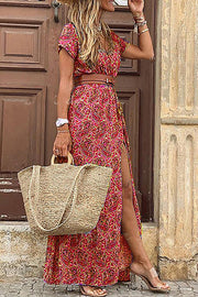 Forgotten Story Paisley Maxi Dress(belt Included)