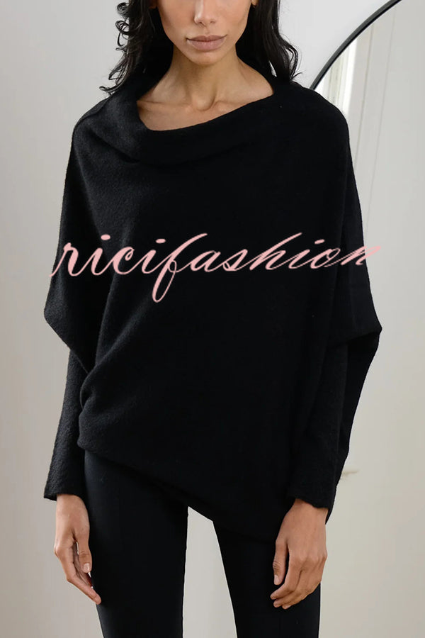 Solid Color Round Neck Long Sleeve Loose Knitted Sweater