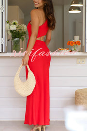 Solid Color Sexy One Shoulder Off Waist Maxi Dress