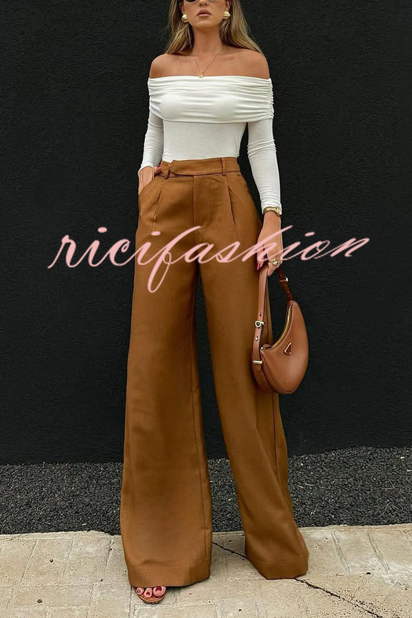 Solid Color Casual Pocket Loose Wide-leg Pants