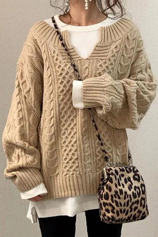 Linen Pattern Casual Knit Sweater