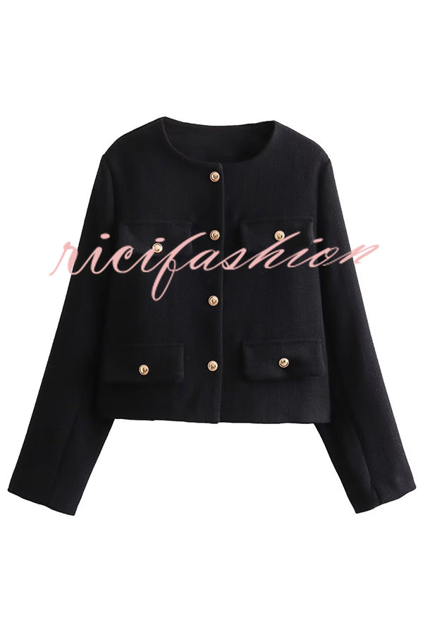 Stylish Buttoned Long Sleeve Casual Pocket Blazer