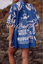 Summer Calls Unique Printed Loose Shirt and Elastic Waist Shorts Set