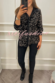 Fashion Velvet Sequined Loose Casual Long-sleeved Shirt