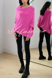 Solid Color Round Neck Long Sleeve Loose Knitted Sweater