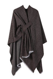 Solid Color Loose Casual Knitted Shawl Cape