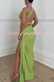 Sexy Backless Bandeau Top and Slim Slit Skirt Set