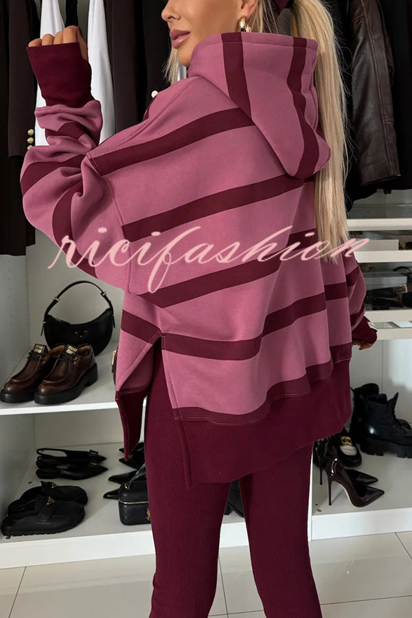 Fashion Loose Casual Hooded Long Sleeve Sweatshirt and Elastic Waist Leggings Set