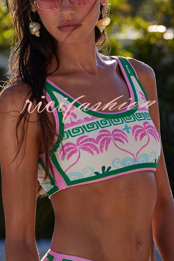 Dream Pool Day Tropical Unique Print Stretch Bikini Swimsuit