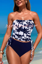 Unique Print High Waist Tie-Stretch Two-Piece Bikini Swimsuit