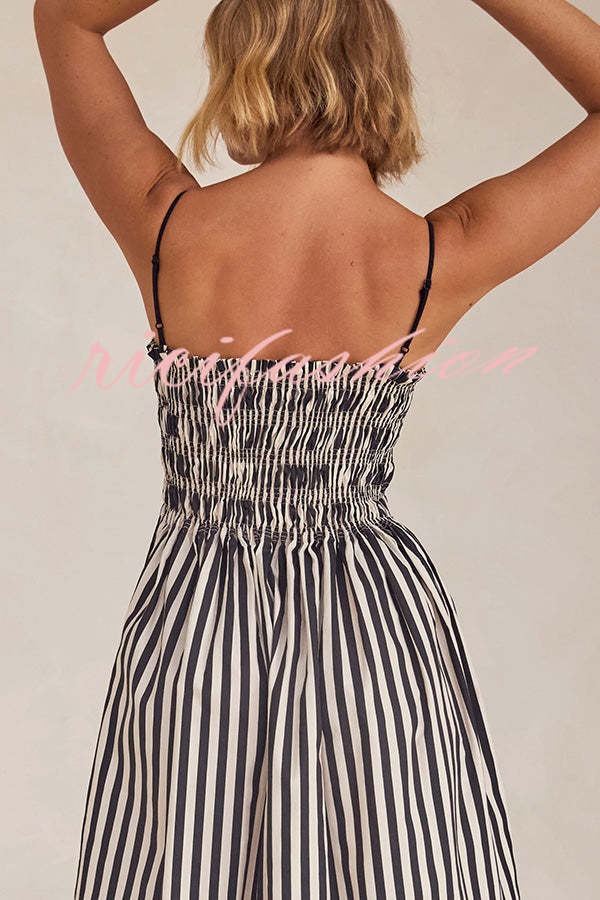 Mariela Stripe Smocked Bust Pocketed Slip Loose Maxi Dress