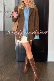 Vintage Lapel Long Sleeve Buttoned Loose Jacket