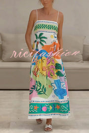 Unique Printed Strapless Sleeveless Resort Style Midi Dress