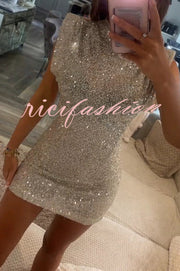 Adorable Sexy Vibes Sequin Wide Sleeve Mini Dress