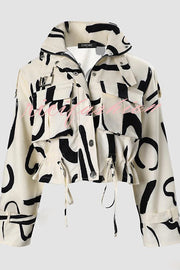 Unique Stylish Printed Casual Pocket Statement Jacket