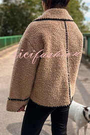 Lamb Wool Casual Lapel Loose Pocket Coat