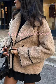 Lamb Wool Casual Lapel Loose Pocket Coat