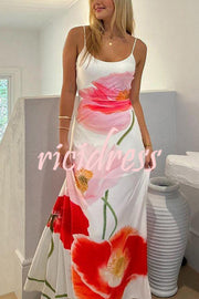 Romantic Beginnings Poppy Blossom Slip Stretch Vacation Maxi Dress