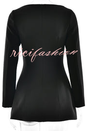 Budding Elegance Bow Detail Boat Neck Long Sleeve Mini Dress