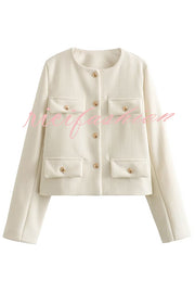 Stylish Buttoned Long Sleeve Casual Pocket Blazer