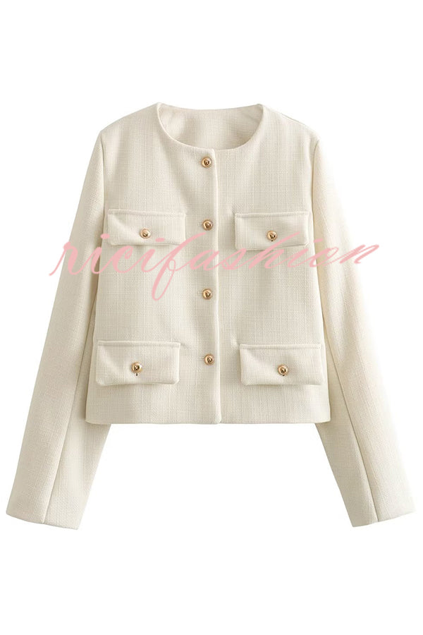 Stylish Buttoned Long Sleeve Casual Pocket Blazer