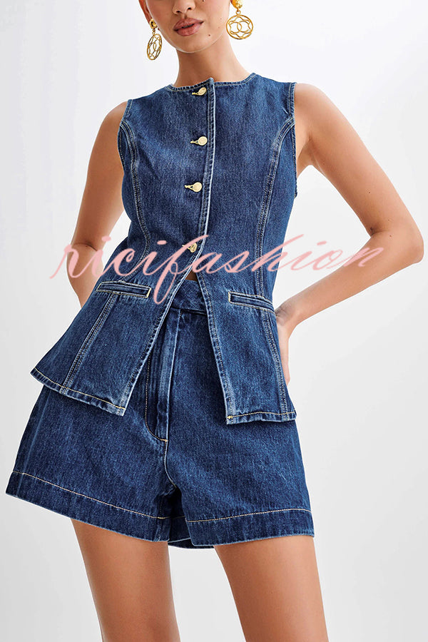 Abel Denim High Waist Relaxed Fit Shorts