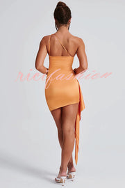 Sexy Slim Fit Backless One-shoulder Satin Mini Dress