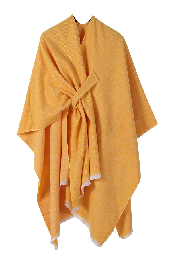 Solid Color Loose Casual Knitted Shawl Cape