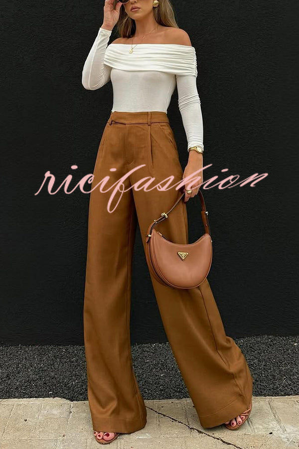 Solid Color Casual Pocket Loose Wide-leg Pants