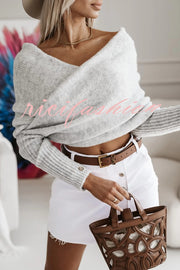 Warm in Two Ways Knit Off Shoulder Relaxed Poncho Sweater