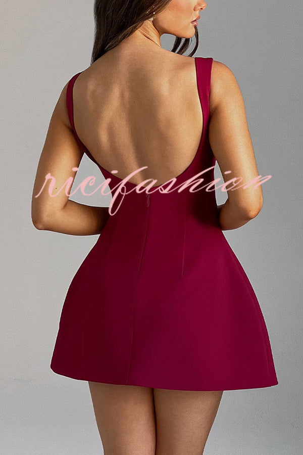 Cosmopolitan Chic High Neck Scoop Back Bubble-shaped Mini Dress