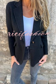 Daytime Perfection Faux Wool Lapel Button Relaxed Blazer