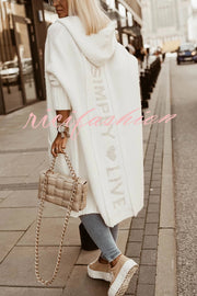 Fashionable Hooded Loose Long Letter Knitted Jacket