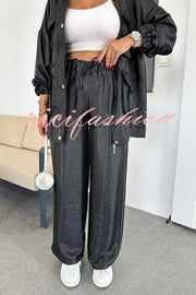 Easy on Me Metallic Fabric Elastic Waist Pocketed Wide Leg Pants