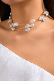 Simple Vintage Imitation Pearl Beads Necklace and Imitation Pearl Beads Bracelet