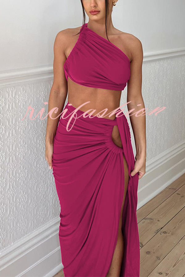 Sexy Backless Bandeau Top and Slim Slit Skirt Set