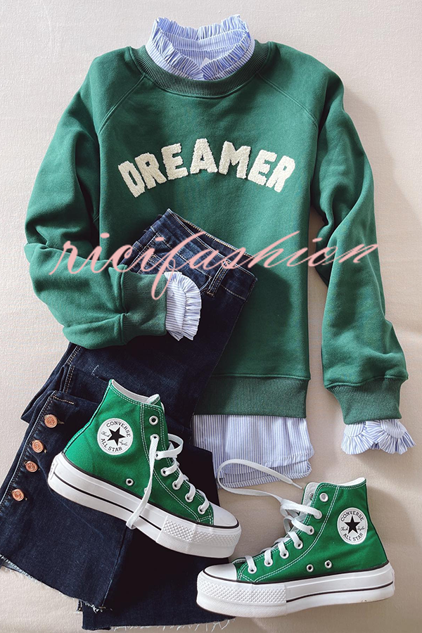 Daydreamer Letter Contrast Color Relaxed Loose Sweatshirt