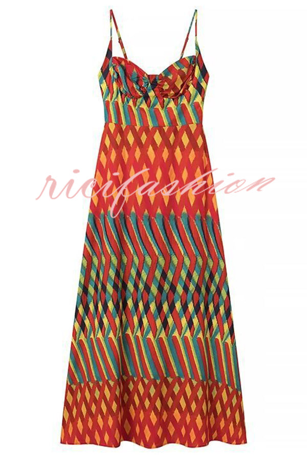 Jamila Unique Printed Sexy Backless High Rise Suspender Maxi Dress