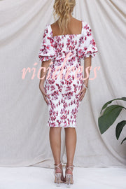 Midnight Beauty Floral Smocked Midi Dress