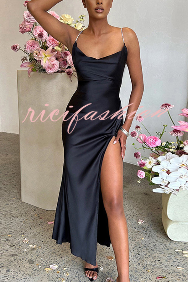 Sexy Backless Suspender High Slit Slim Maxi Dress