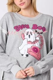 Halloween Cartoon Ghost Sequin Loose Casual Sweatshirt