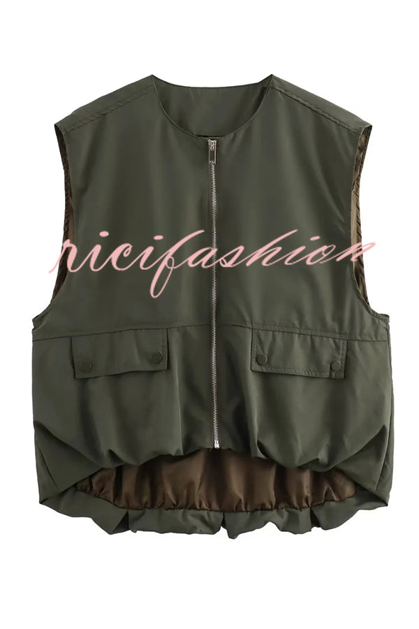 Fashionable Loose Sleeveless Pocket Casual Vest