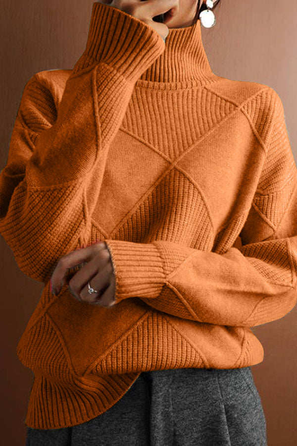 Solid Color Casual Turtleneck Loose Warm Knitted Sweater