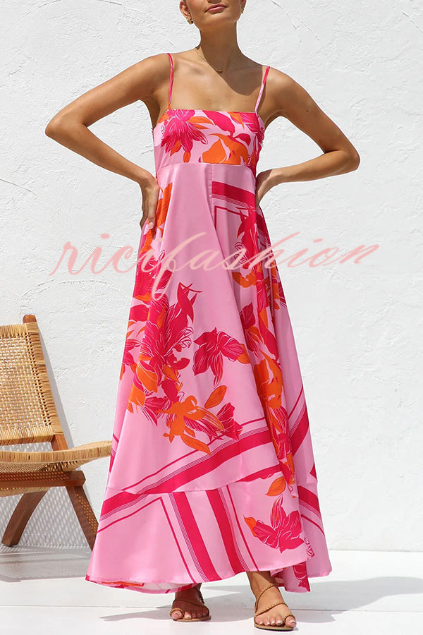 Bailey Unique Print Back Smocked A-line Slip Maxi Dress