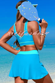 Fashion Contrast Color Stretch Sports Two-piece Bikini Swimsuit