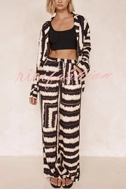 Planning Trips Satin Tie Dye Unique Print Elastic Waist Pocketed Wide Leg Pants