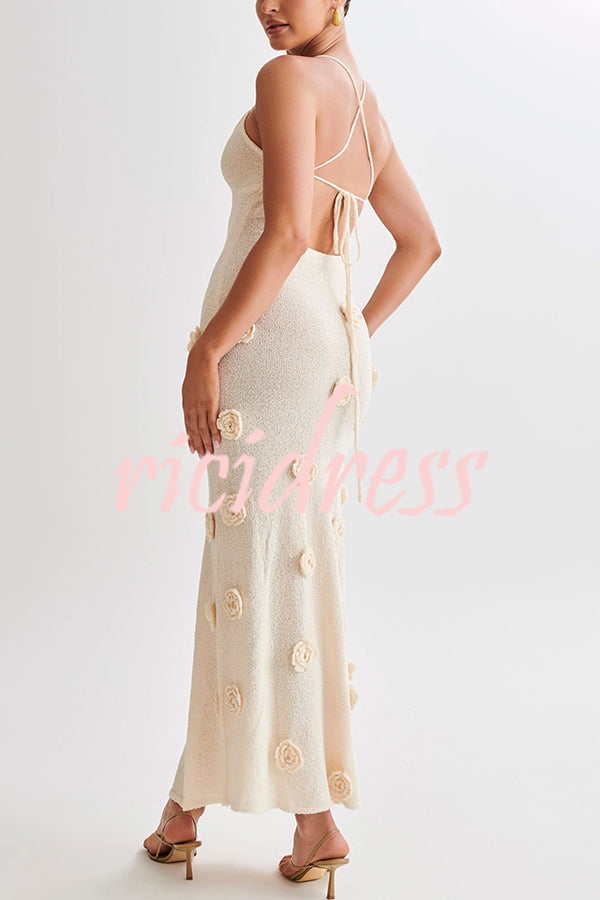 Flowers for Every Occasion Crochet Back Lace-up Maxi Dress